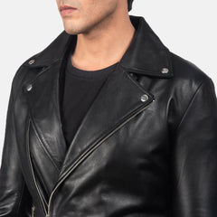 Kegan Black Leather Biker Jacket