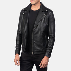 Kegan Black Leather Biker Jacket