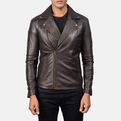 Nopion Brown Leather Biker Jacket