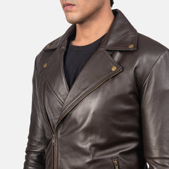 Nopion Brown Leather Biker Jacket