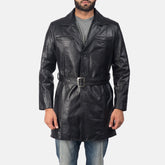 Nalor Black Leather Coat Jacket