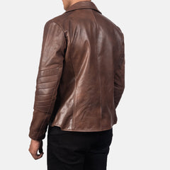 Zebon Brown Leather Biker Jacket