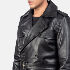 Nikin Black Leather Coat Jacket