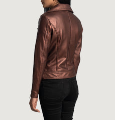 Silen Maroon Leather Biker Jacket