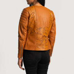 Wyrean Tan Leather Biker Jacket