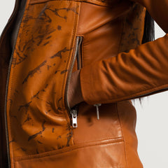 Wyrean Tan Leather Biker Jacket
