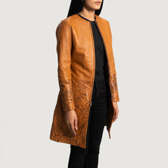 Wyrean Tan Leather Coat Jacket