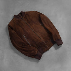 Vegel Mocha Suede Bomber Jacket