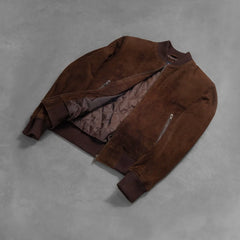 Vegel Mocha Suede Bomber Jacket