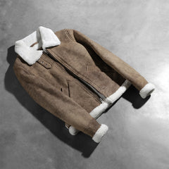 Zesen Brown Leather Bomber Jacket