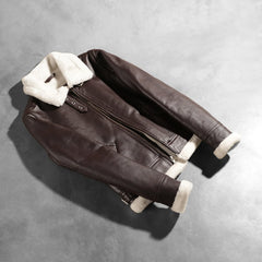 Zesen Maroon Leather Bomber Jacket