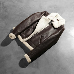 Zesen Maroon Leather Bomber Jacket