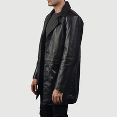 Subos Black Leather Coat Jacket