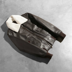 Ulbet Brown Leather Bomber Jacket