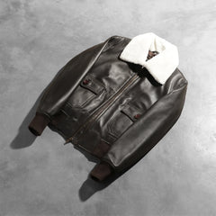 Ulbet Brown Leather Bomber Jacket