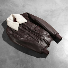 Ulbet Maroon Leather Bomber Jacket