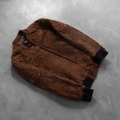 Leris Mocha Suede Bomber Jacket