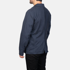 Suros Blue Leather Blazer Jacket