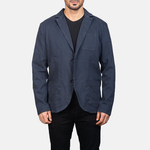 Suros Blue Leather Blazer Jacket