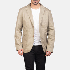 Suros Beige Leather Blazer Jacket