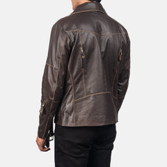 Yabion Brown Leather Biker Jacket