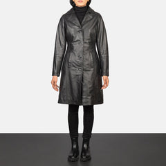 Vakos Black Leather Coat Jacket