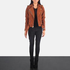 Xapum Brown Suede Biker Jacket