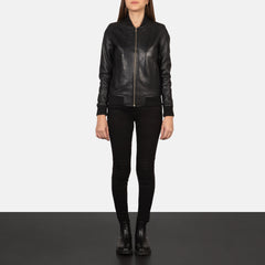 Nadas Black Leather Bomber Jacket