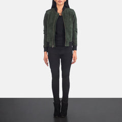 Nadas Green Suede Bomber Jacket