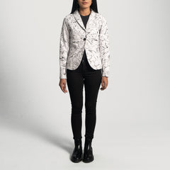 Tabin White Leather Blazer Jacket
