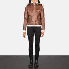Koton Brown Leather Hooded Jacket