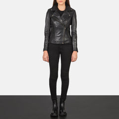 Elsus Black Leather Biker Jacket