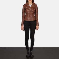 Elsus Brown Leather Biker Jacket