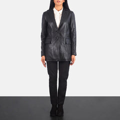 Dagas Black Leather Blazer Jacket