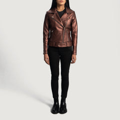 Silen Maroon Leather Biker Jacket
