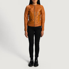 Wyrean Tan Leather Biker Jacket