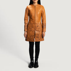 Wyrean Tan Leather Coat Jacket