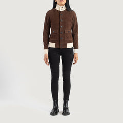 Pakian Mocha Suede Bomber Jacket