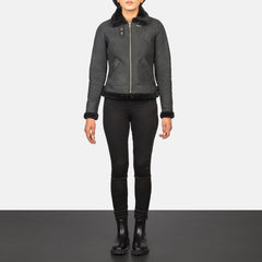 Zesen Black Leather Bomber Jacket