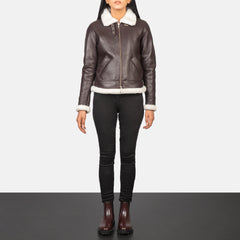 Zesen Maroon Leather Bomber Jacket