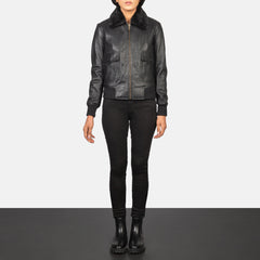 Ulbet Black Leather Bomber Jacket
