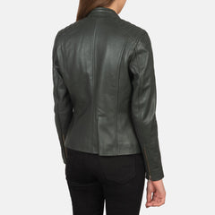 Ripel Green Leather Biker Jacket