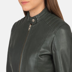 Ripel Green Leather Biker Jacket