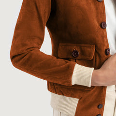 Pakian Brown Suede Bomber Jacket
