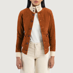 Pakian Brown Suede Bomber Jacket