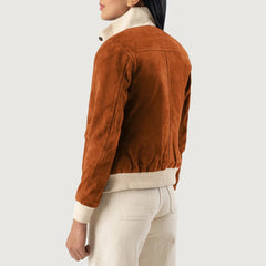 Pakian Brown Suede Bomber Jacket