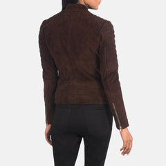 Tiris Mocha Suede Quilted Biker Jacket