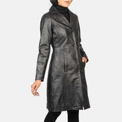 Vakos Black Leather Coat Jacket