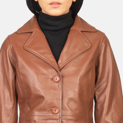 Vakos Brown Leather Coat Jacket