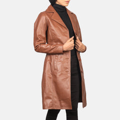 Vakos Brown Leather Coat Jacket